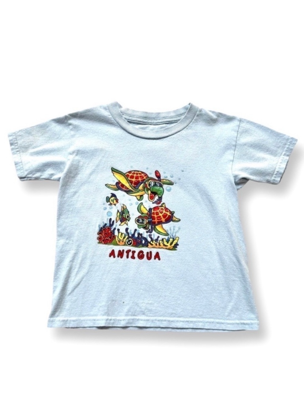 ⭐️ 5 for $25 Antigua Light Blue Cotton T-Shirt with Turtles & Fish Size 4T